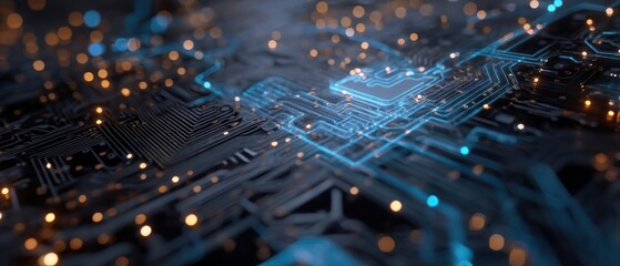 Glowing circuit board abstract technology background