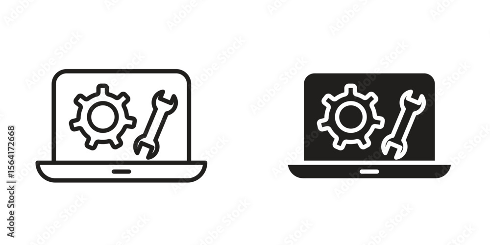 Poster software engineering icon design illustrations. editable web icons