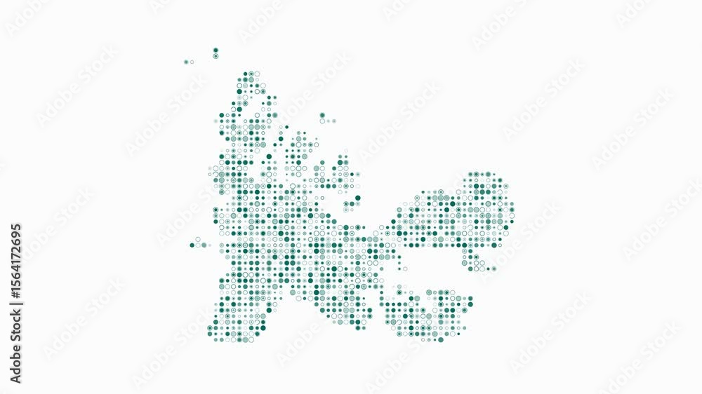 Poster french southern and antarctic lands dotted animation. shape of the country build of pulsating colore