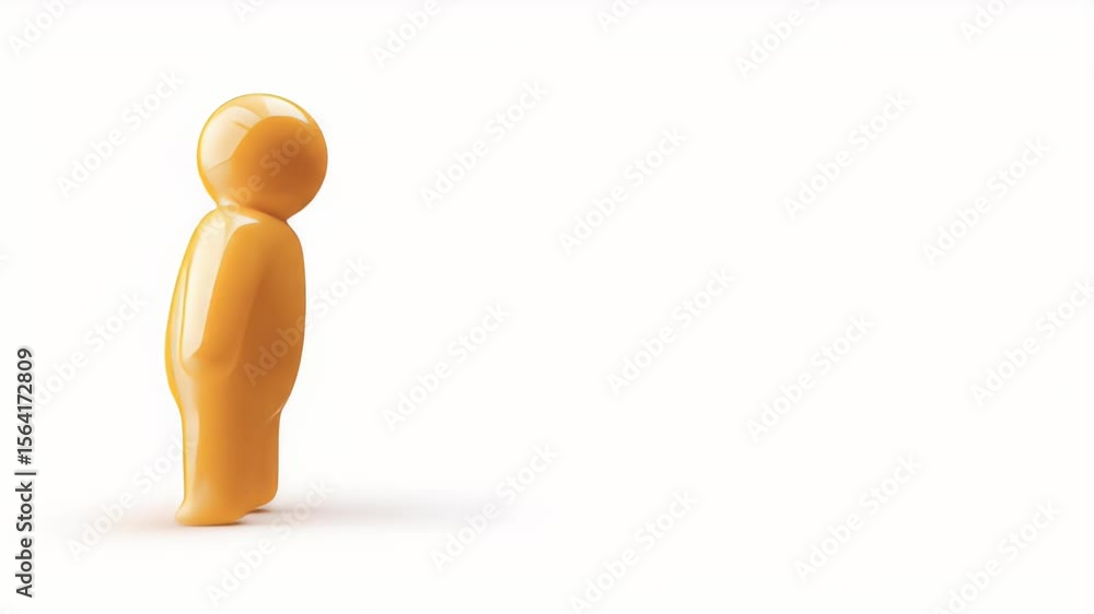 Poster 3d orange figure rotating on white background - abstract character animation
