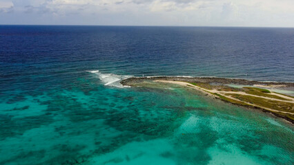 aerial view of the sea and coastline of aruba
