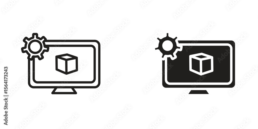 Poster virtual machine icon design illustrations. editable web icons