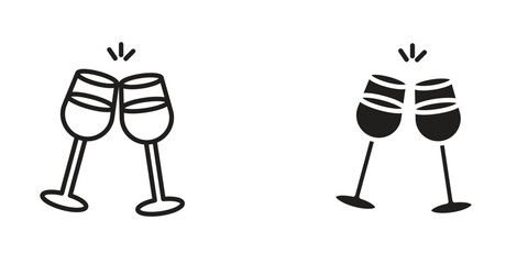 Wine toast icon Design Illustrations. editable web icons