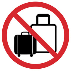 No oversized baggage sign, prohibitive tone, displaying luggage on a red background