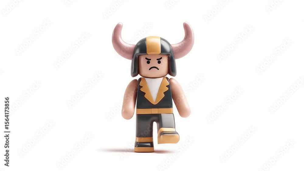 Poster Angry 3D Cartoon Minotaur Walks:  Dynamic Animation Loop
