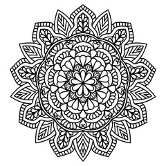 Circular pattern in the form of mandala, decorative ornament in ethnic oriental style, a creative simple mandala design vector style silhouette with white background use for coloring book page, fabric