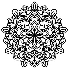 Circular pattern in the form of mandala, decorative ornament in ethnic oriental style, a creative simple mandala design vector style silhouette with white background use for coloring book page, fabric