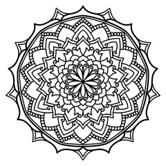Circular pattern in the form of mandala, decorative ornament in ethnic oriental style, a creative simple mandala design vector style silhouette with white background use for coloring book page, fabric