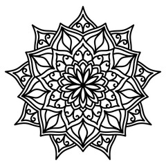 Circular pattern in the form of mandala, decorative ornament in ethnic oriental style, a creative simple mandala design vector style silhouette with white background use for coloring book page, fabric