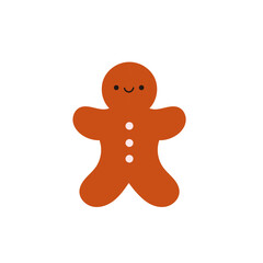Cute vector gingerbread man cookie. Simple festive design with sweet ginger bread character.