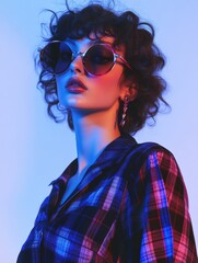 Stylish Woman in Sunglasses with Moody Lighting