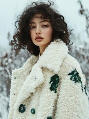 Winter Portrait of a Beautiful Woman in a Stylish Coat