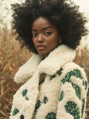 Beautiful Black Woman in Stylish Winter Coat