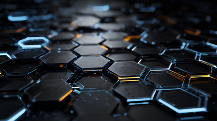 Fototapeta premium Hexagonal Abstract Technology Background. Hi-Tech Sci-Fi Hexagons Pattern - 3d illustration Stock Illustration