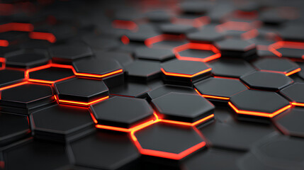 Obraz premium Hexagonal Abstract Technology Background. Hi-Tech Sci-Fi Hexagons Pattern - 3d illustration Stock Illustration