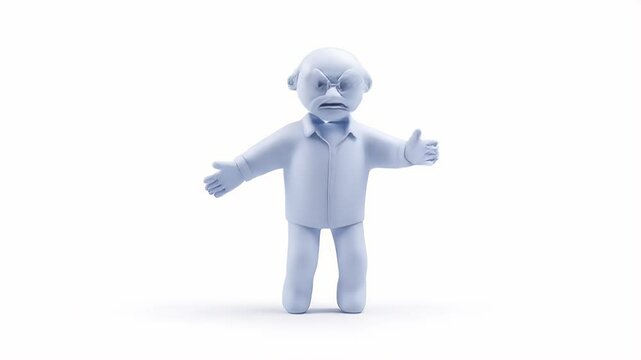 Animated Angry Man: Cartoon Character's Frustration and Transformation with Glasses