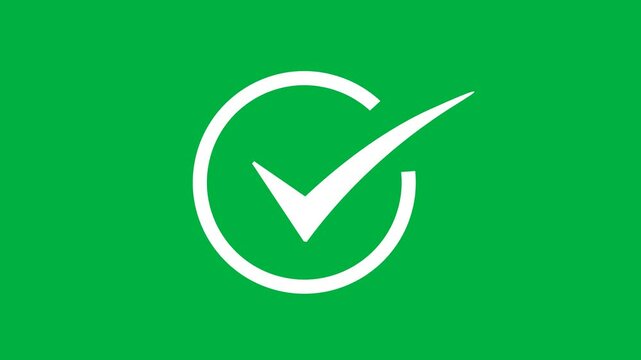 Animated Green Checkmark Video - Correct Tick Sign Approval Success, approved tick mark icon, success, correct concept, transparent background with alpha channel, green screen
