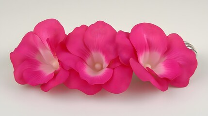 Vibrant Pink Flower Hair Clip Three Blooms