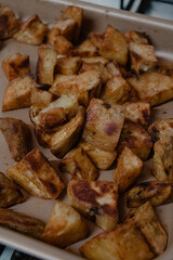 Roasted Diced Potatoes on Tray