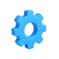 3D rendered, light blue cogwheel against black background with slight shadows and glossy texture