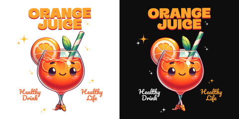 Orange Juice Delight: A cheerful illustration of a refreshing orange juice cocktail, embodying the essence of a healthy lifestyle and the vibrancy of a joyful sip.