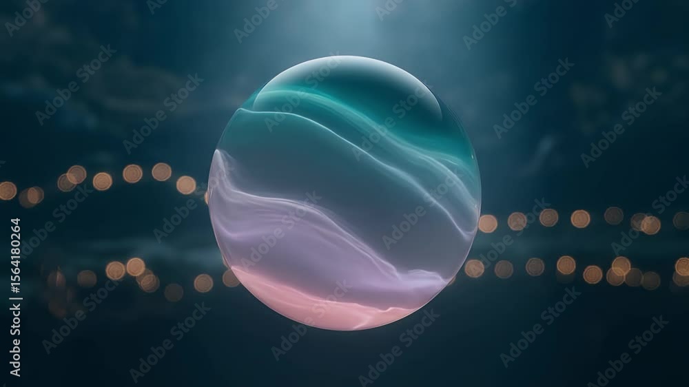 Poster abstract orb: a mesmerizing, glowing orb floats serenely, showcasing undulating waves of color and l