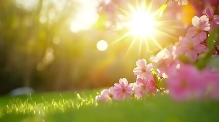 Obraz premium Vibrant Pink Flowers Blooming in Sunny Meadow
