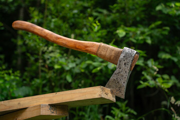 Vintage Axe with Wooden Handle