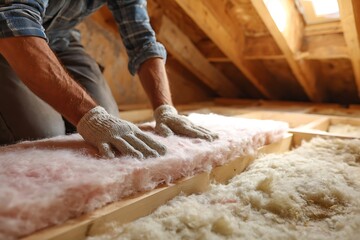 Expert Installing Glass Wool in Attic for Enhanced Home Energy Savings  
