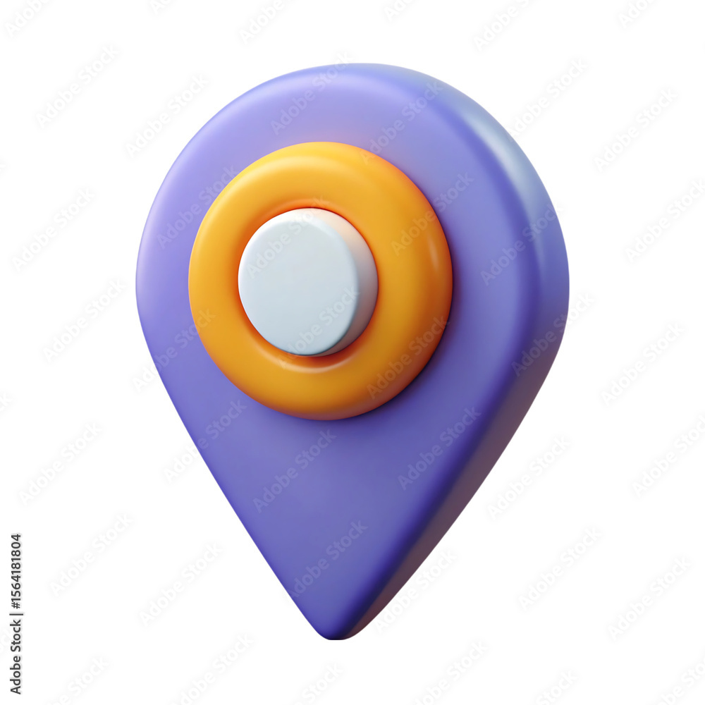 Poster three dimensional location pin icon with colorful rings on black background for navigation