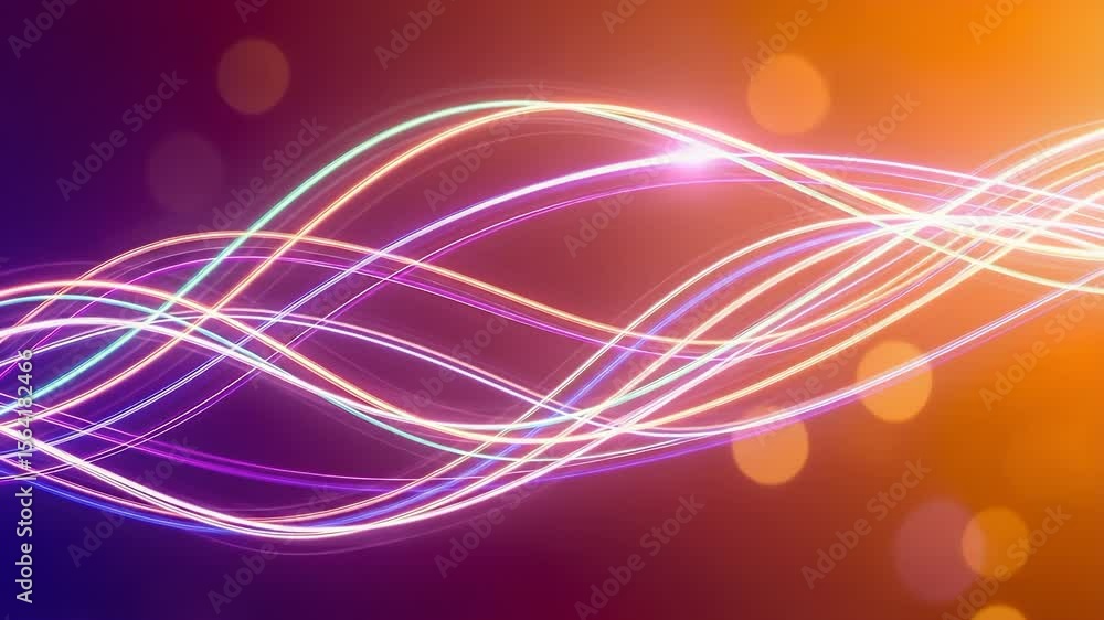 Poster glowing abstract curves: an mesmerizing and vibrant visual of glowing abstract curves dance across a