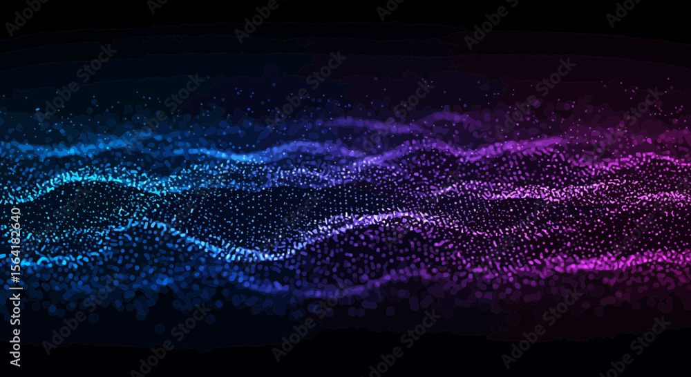 Poster abstract futuristic glowing particles wave, digital data visualization concept