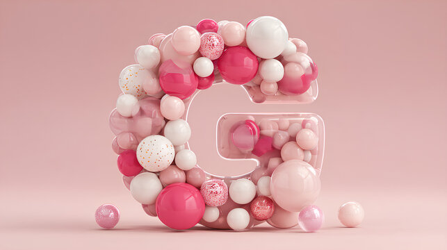 pink alphabet G balloon 3D graphic Stock Illustration - Powered by Adobe