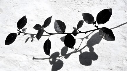 Black and White Branch Leaves Shadow Wall Photography