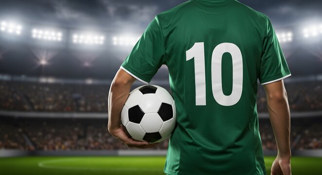Soccer Player with Number 10 Jersey in Stadium - Powered by Adobe