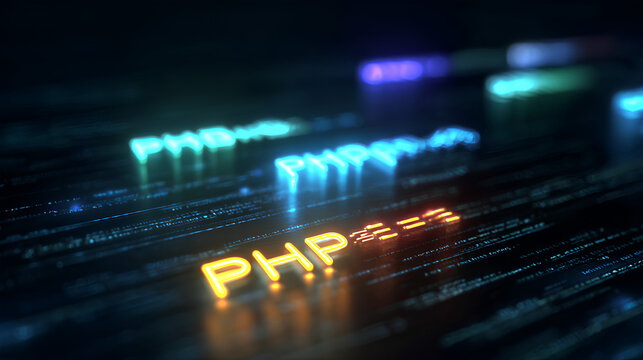 Programming, coding, development concept. Code, HTML, php web programming source code. 3d rendering Stock Illustration