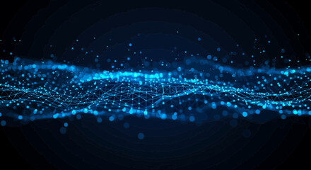 Abstract digital blue wave with connecting dots, network concept background