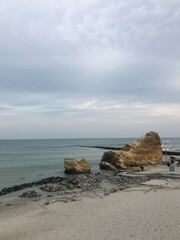 Calm sea under overcast sky