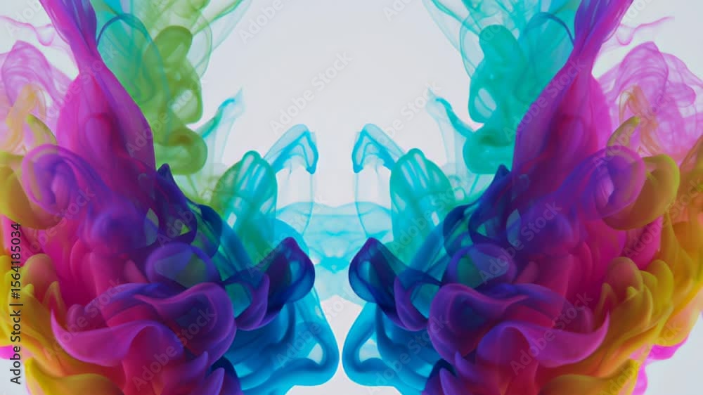 Poster colorful ink swirls create mesmerizing abstract pattern, blending vibrant hues and fluidity