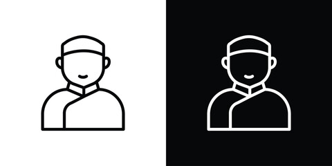 Concierge icons in line style. Editable black and white strokes