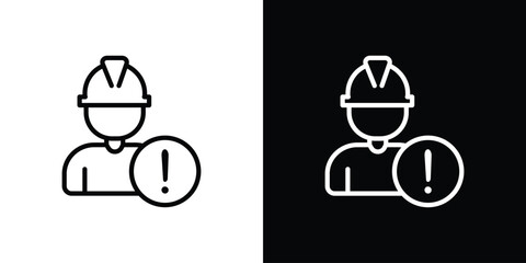 Construction risk icons in line style. Editable black and white strokes