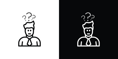 Curious human icons in line style. Editable black and white strokes