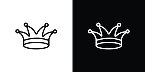 Crown icons in line style. Editable black and white strokes