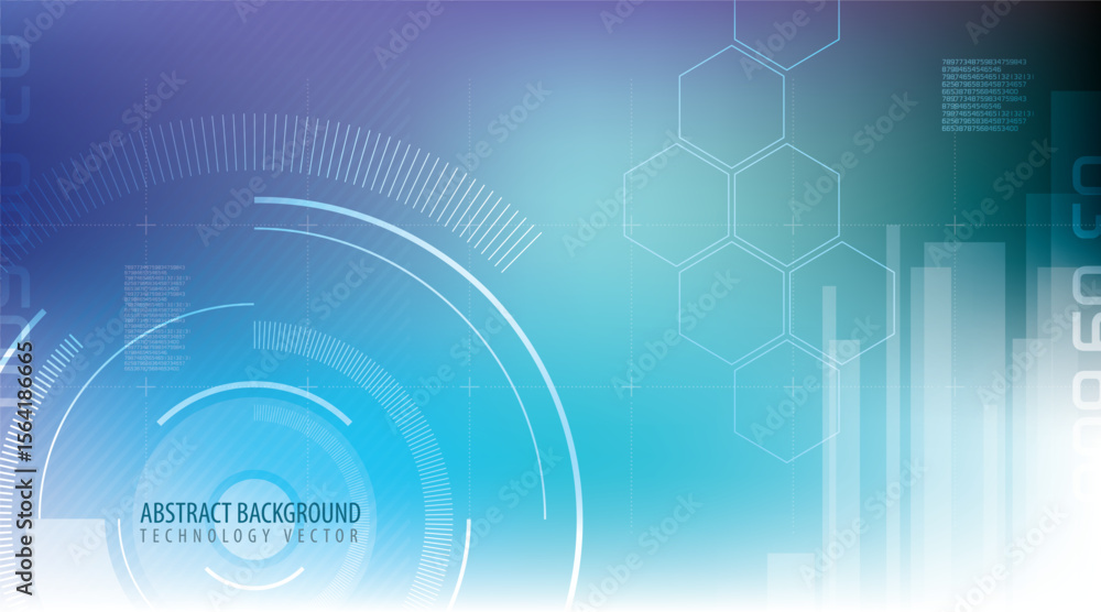 Poster abstract technology background with hexagon grid and motion circles