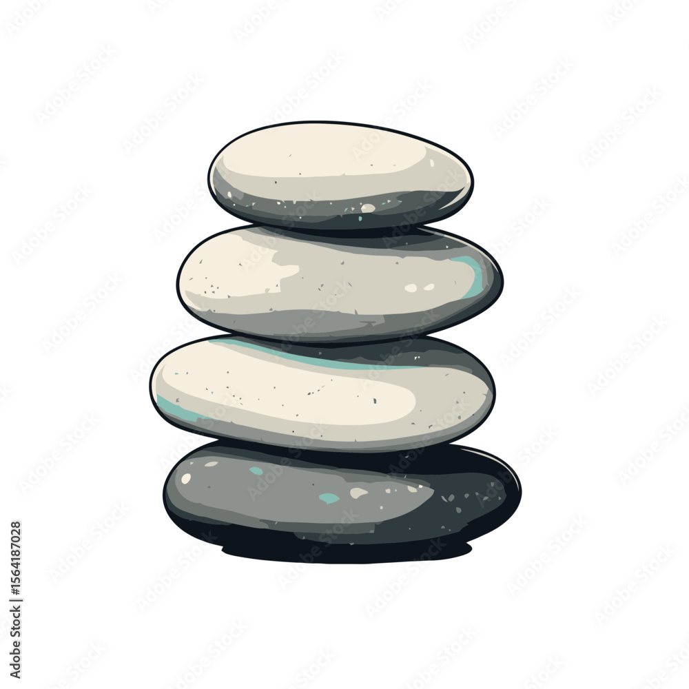Poster zen stones stack icon with smooth rocks in a simple flat design for relaxation and mindfulness theme
