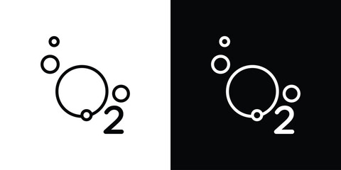 Oxygen O2 icons in line style. Editable black and white strokes