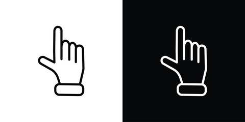 Pointing hand icons in line style. Editable black and white strokes