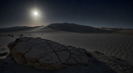Serene Nightscape: Moonlit Desert Sands