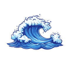 Creative water wave icon features a simple flat cartoon design showcasing blue waves with white foamy details against a clean background
