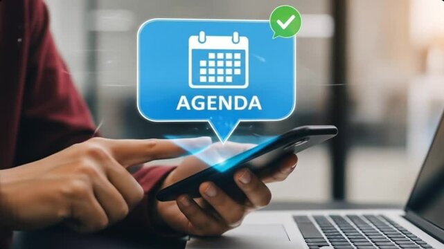 Agenda meeting appointment activity information concept. Event planner timetable agenda plan and schedule event management.